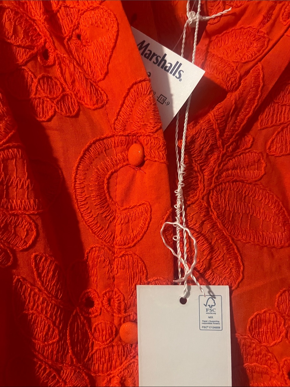 Calypso St. Barth Bright Orange Eyelet Short Sleeve Blouse - Picture 2 of 3